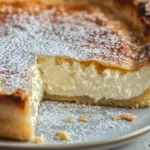 Delicious sweet and creamy Italian ricotta pie on a dessert plate.