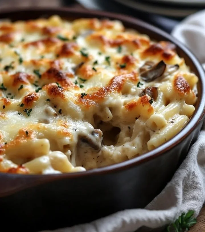 Delicious Taylor's cozy casserole ready to serve, featuring a warm mix of ingredients.