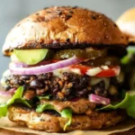Delicious homemade black bean burgers with fresh toppings