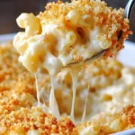 Delicious baked mac and cheese topped with golden breadcrumbs and melted cheese
